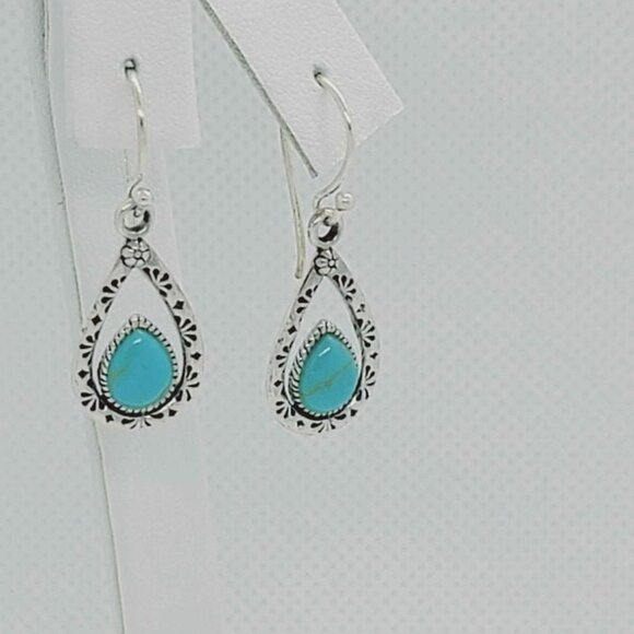 Brand New Sterling Silver 925 Blue opal Earrings - Picture 1 of 4